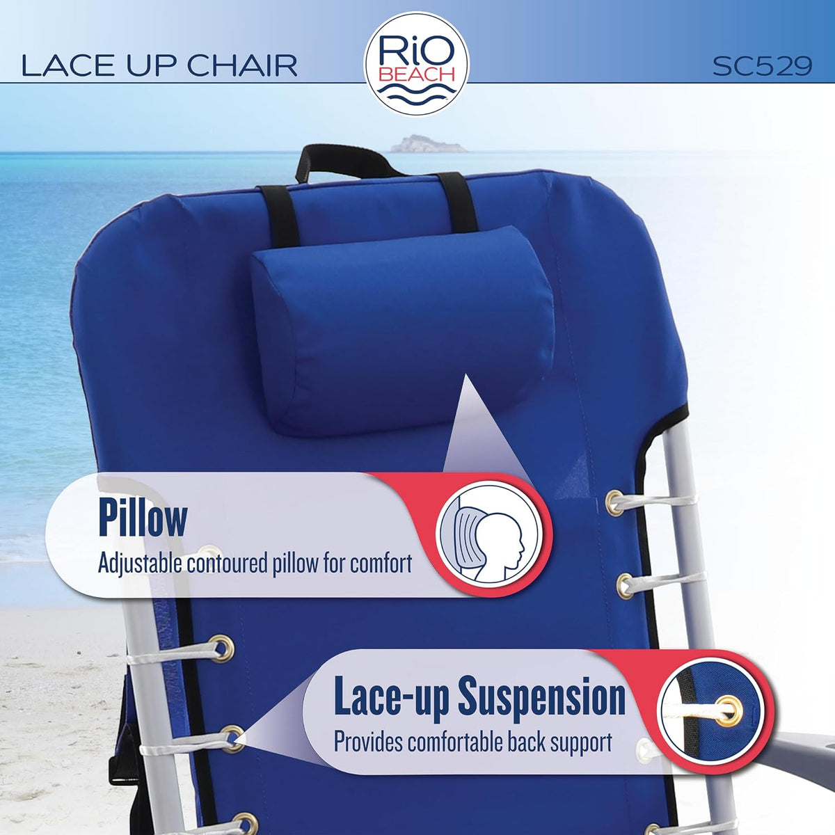 rio brands asc529 4-position backpack lace-up suspension folding on a desk or shelf