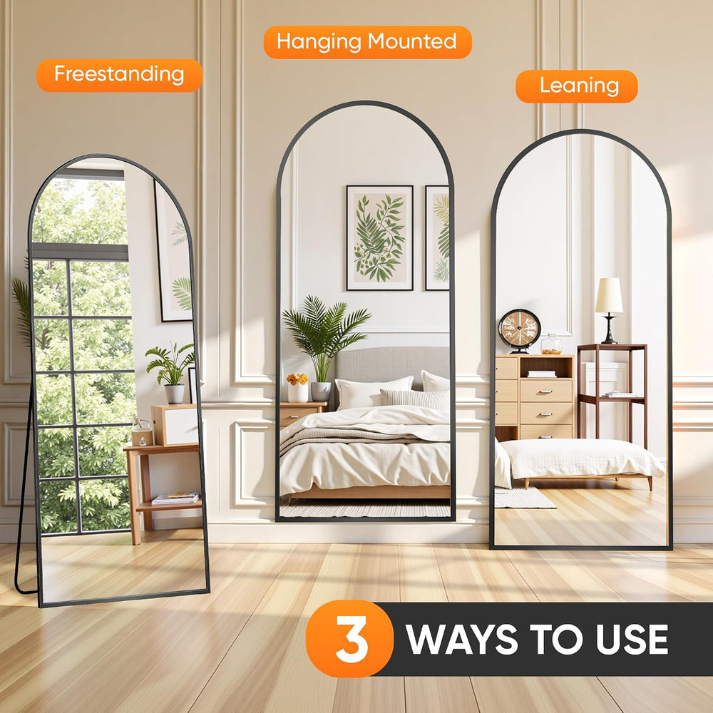 Suidia 81" x41” Arched Full Length Floor Mirror, Black Full Body Mirror