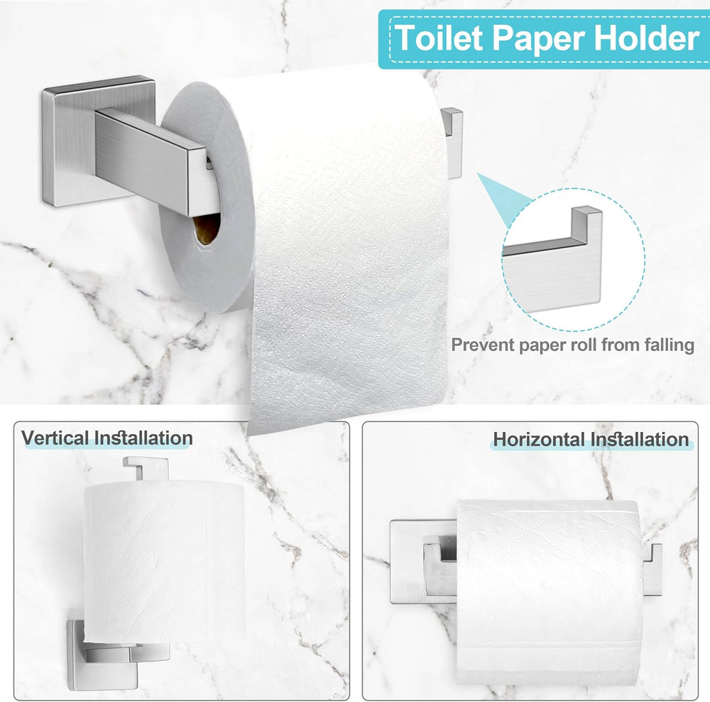 Herogo Bathroom Accessories Set, 23.5 Inch 5 Pieces Brushed Nickel Bathroom H...