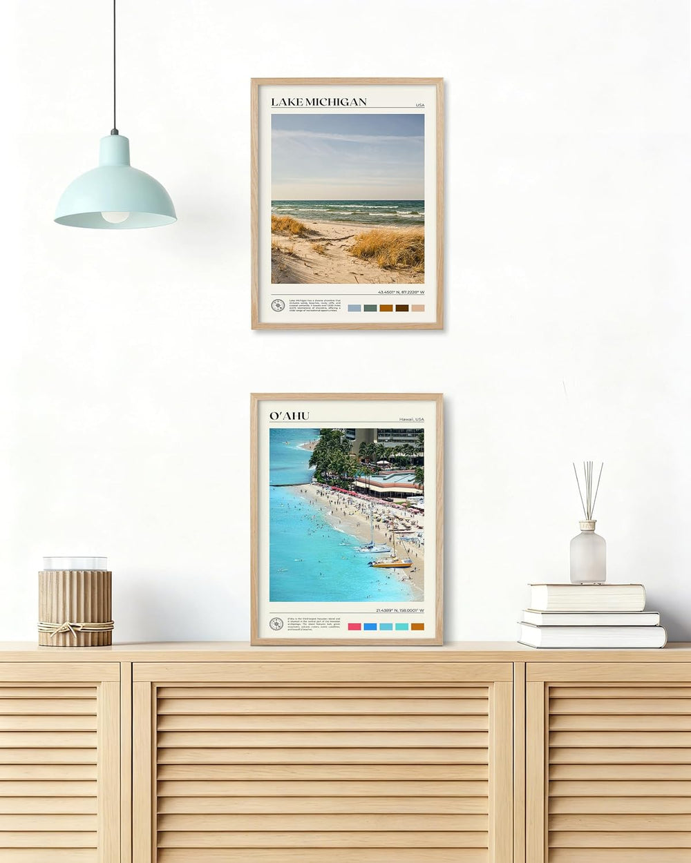 HesenDot 12x16IN Oahu Hawaii Framed Wall Art Tropical Beach Canvas, 1Pack