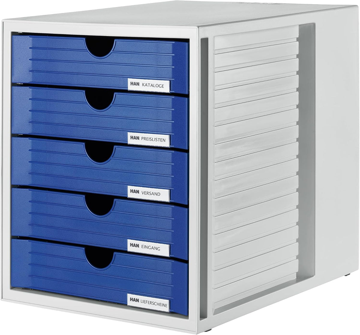 HAN 1450-14, SYSTEMBOX drawer set. Innovative, attractive design with 5 closed drawers, light-grey-blue