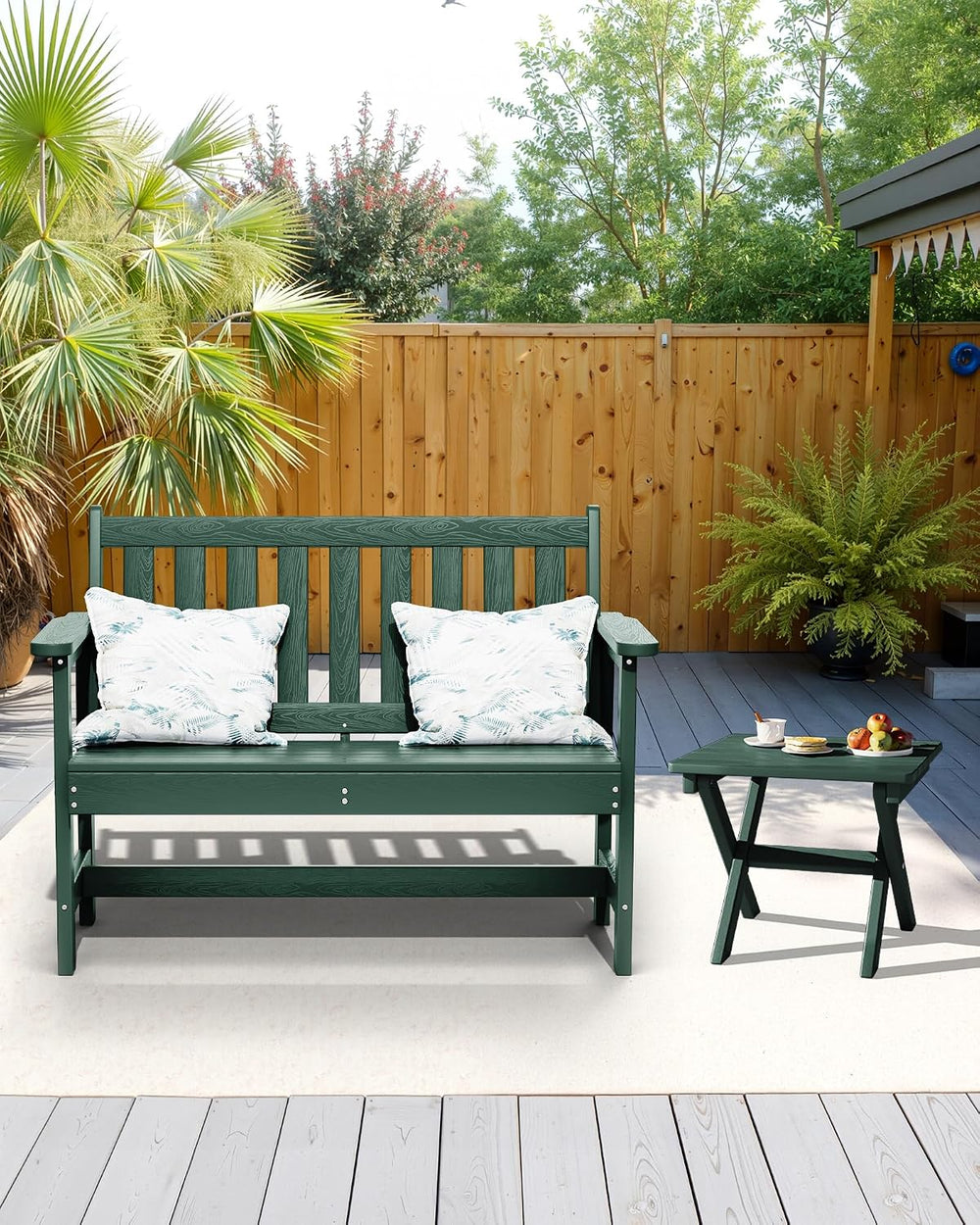 SERWALL Small Folding Outdoor Side Table Set of 4, Green