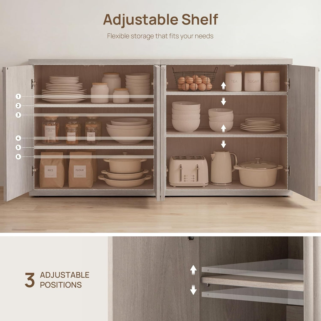 SICOTAS Buffet Cabinet with Storage Sideboard Cabinet with Doors & Shelves