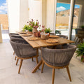 PURPLE LEAF Outdoor Dining Set for 8 with Cushions PE Rattan Teak
