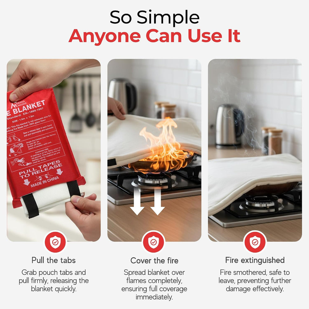 Sierra Madre Emergency Fire Blanket for Home and Kitchen, Pack 2