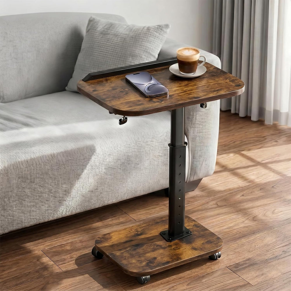 C Table End Table Adjustable Height, Rolling TV Tray Table for Small Spaces 1...