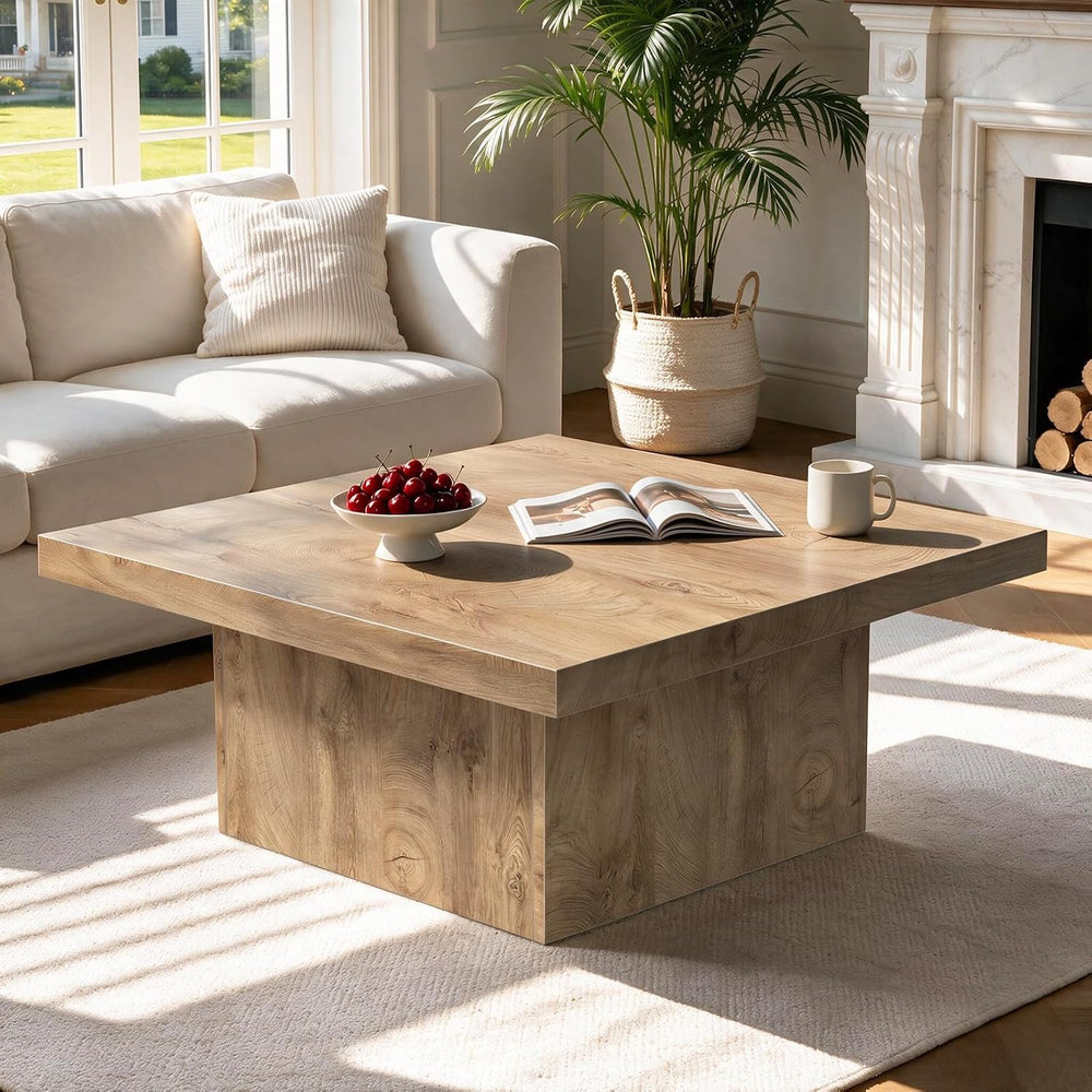 Square Coffee Table,Wooden Living Room Table,Center Table with a Large Tablet...