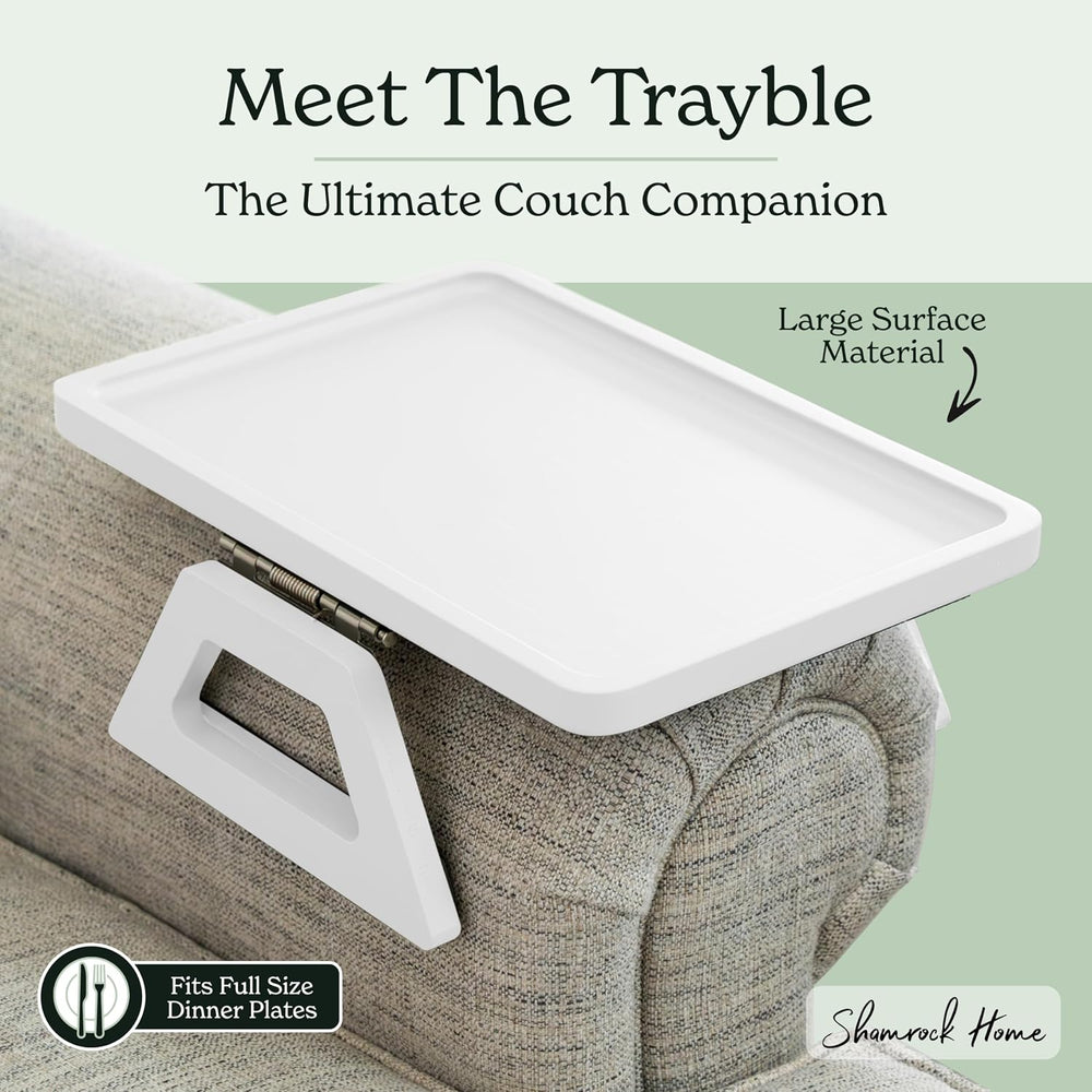 Shamrock Home Bamboo Trayble Couch Arm Table, Clip On Tray Sofa Table for Cou...