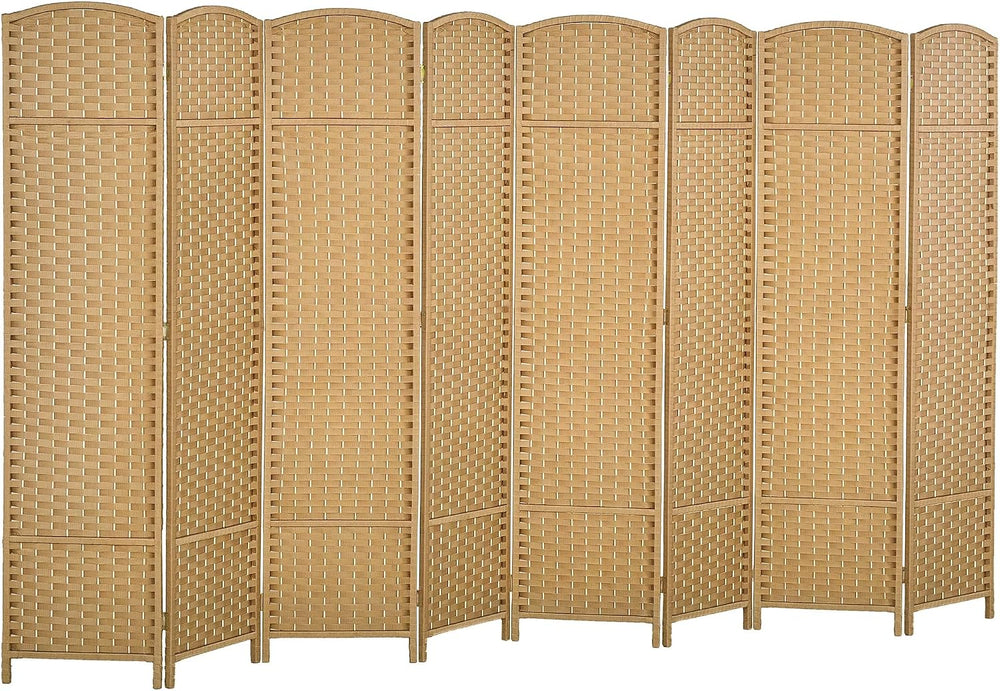 HOMCOM Room Divider 8 Panel Folding Privacy Screen 5.6' Tall Nature Wood