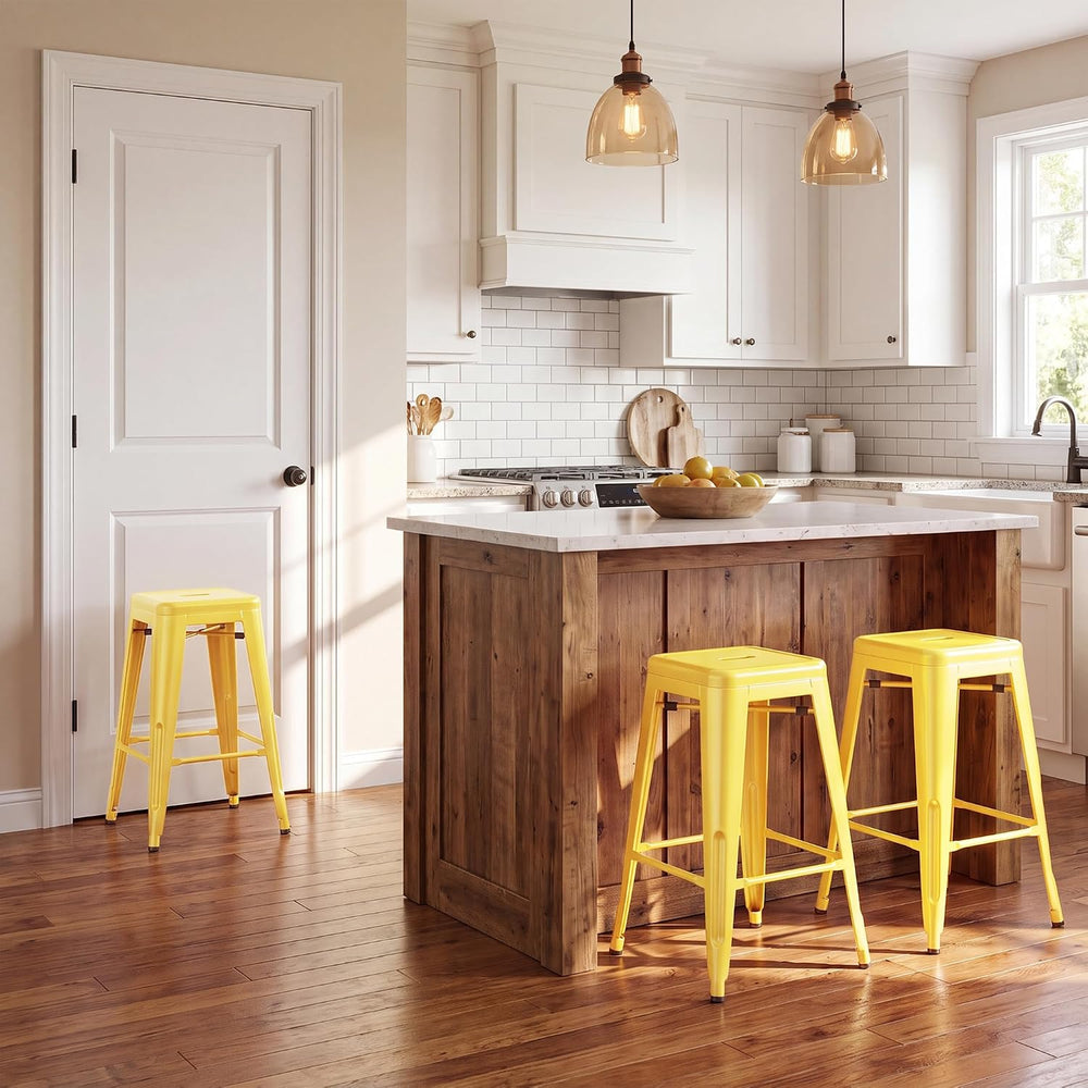 Furmax 24 Inch Metal Bar Stools Set of 4, Counter Height Bar Stools Height Hi...