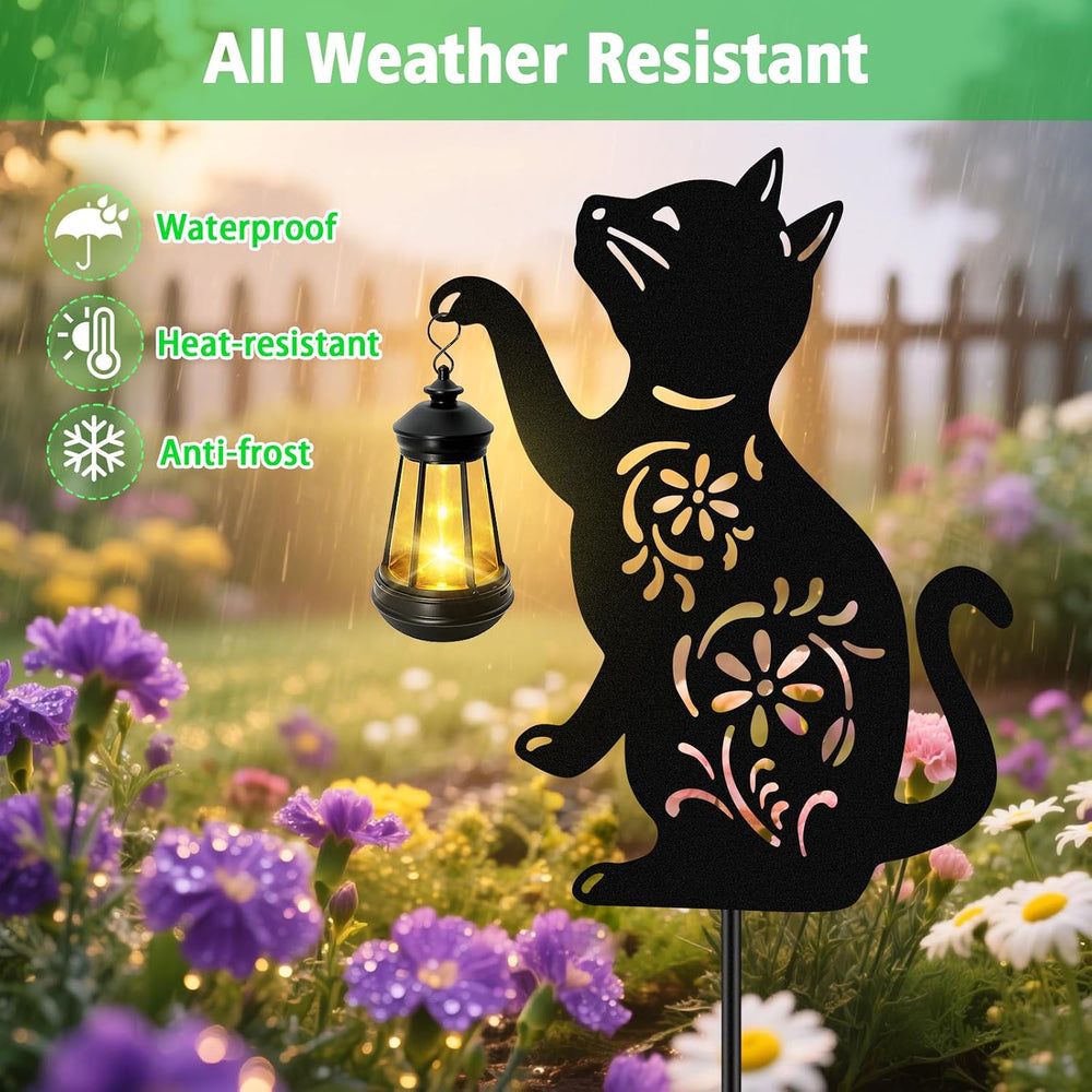 Solar Cat Hanging Lantern Outdoor, 2 Pack Black Cat Solar Lights, Cat Lover G...