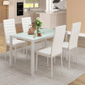 Bealife Kitchen Dining Table Set for 4, Tempered Glass 5 Piece - White