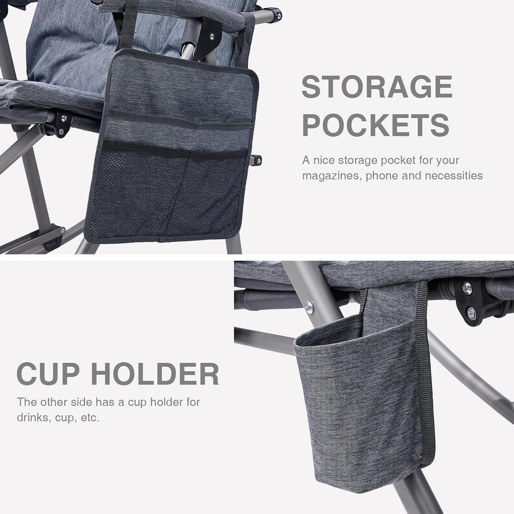 EVER ADVANCED Oversized Folding Rocking Camping Chair, Padded