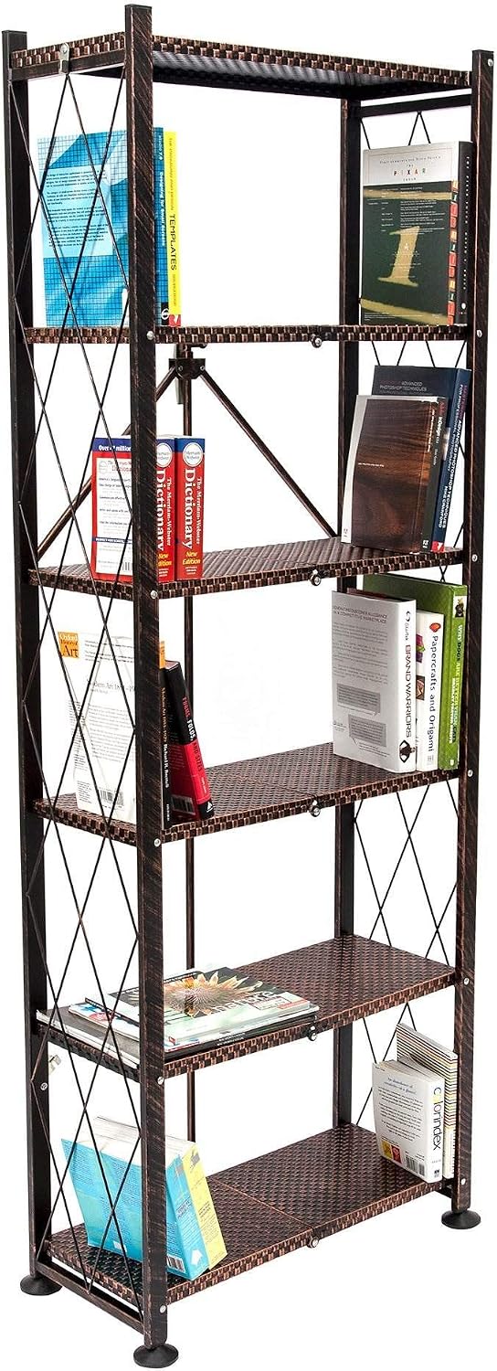 Origami 6-Tier Foldable Storage Shelves, Heavy Duty Shelving Rack Unit with W...