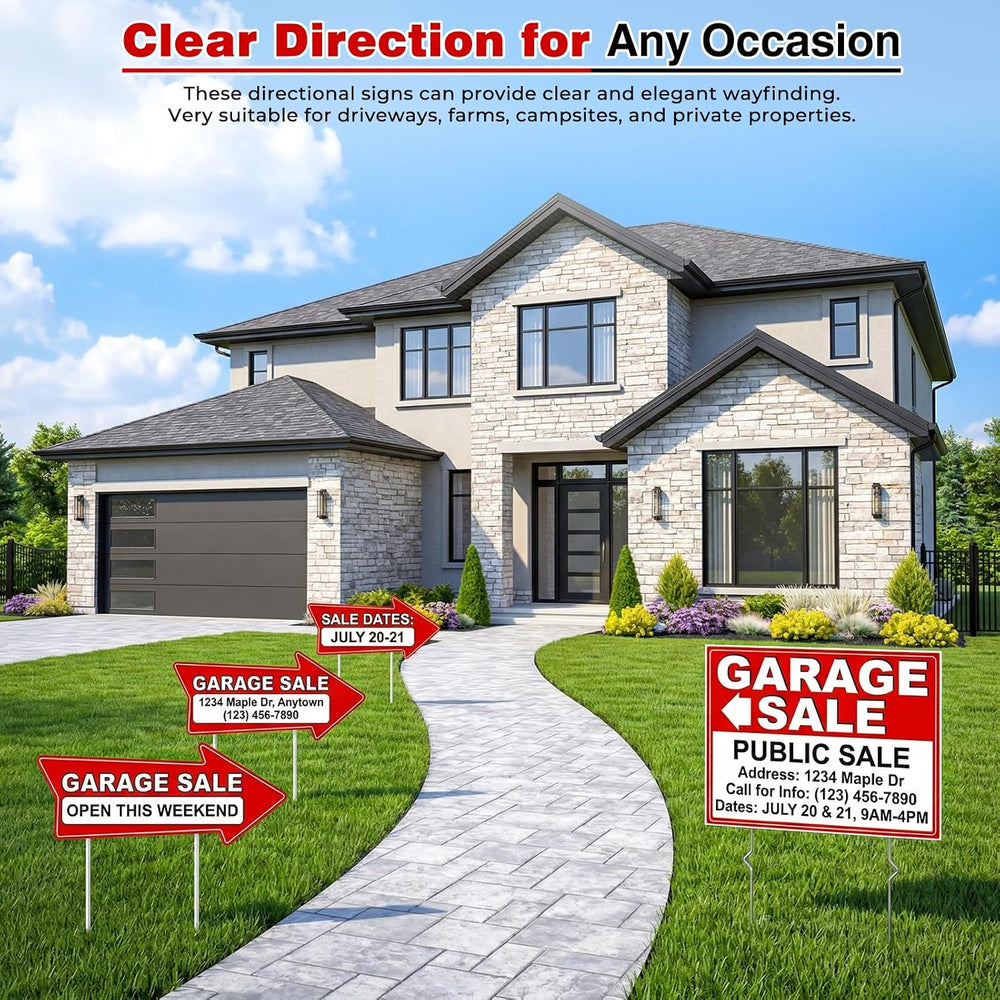 Garage Sale Signs Kit (14Pack)-17x13 Inch Large Garage Sale Sign with Metal S...