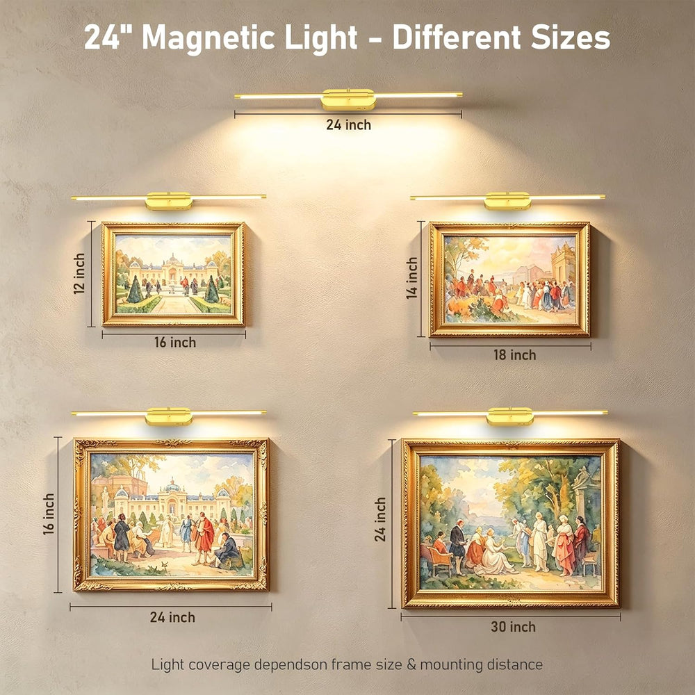 Glendan 24" Wireless Picture Lights for Wall, Rechargeable Art Light