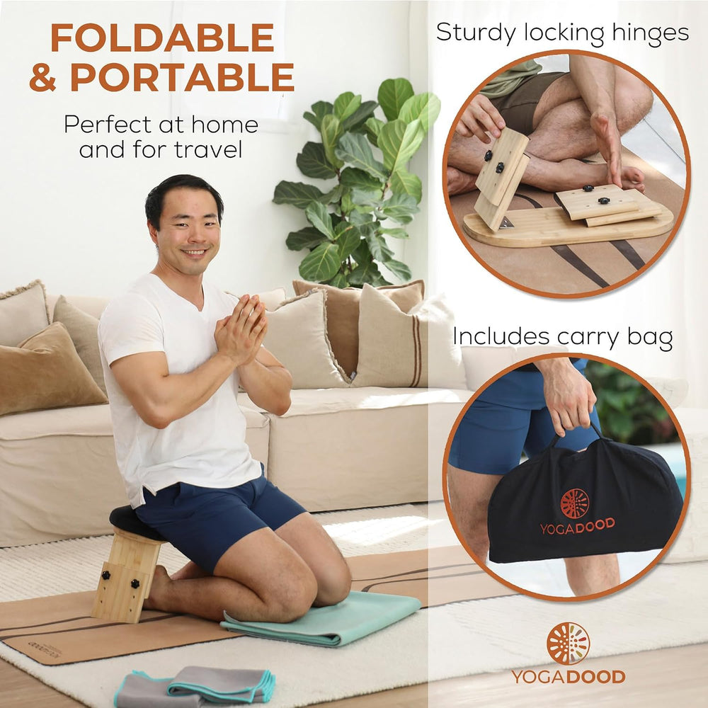 Yoga Dood Zen+ Adjustable Meditation Bench – 3-Level Height Kneeling Bench