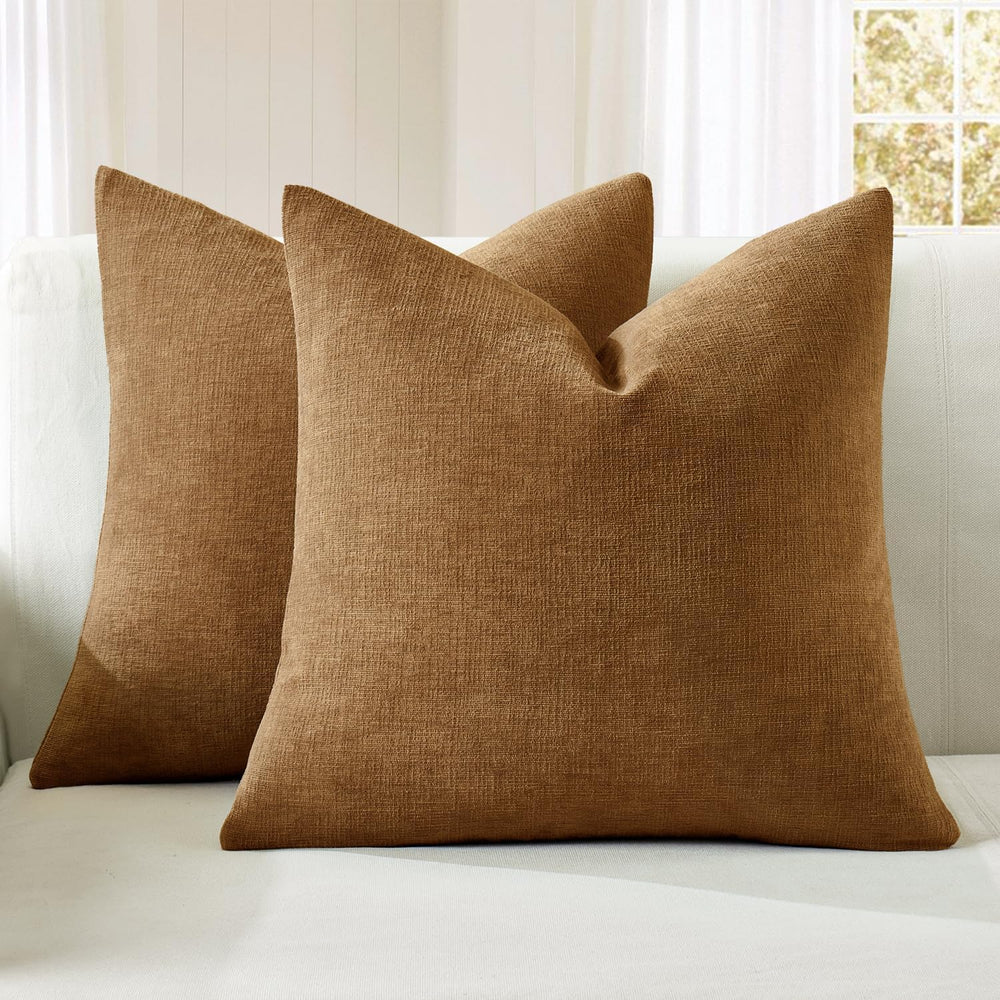 MIULEE Bronze Chenille Couch Euro Throw Pillow Covers, 26x26