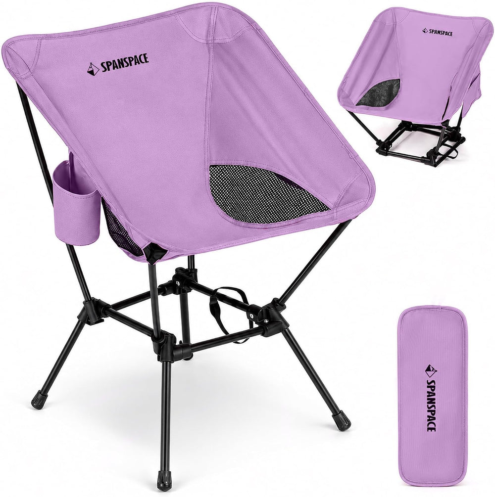 Purple Ultralight Camping Chair for Adults, 350 lb Capacity