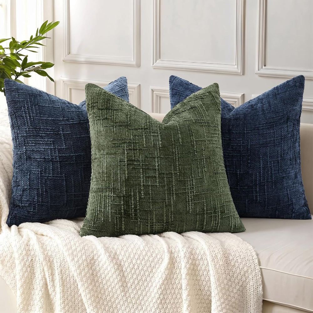 decorUhome Christmas Textured Chenille Throw Pillow Covers 24x24 Set of 2