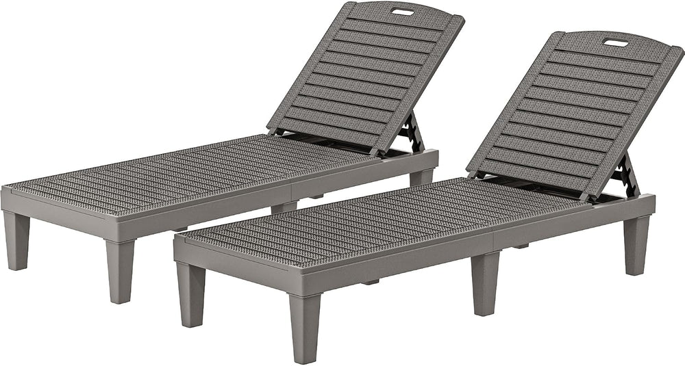 YITAHOME Outdoor Chaise Lounge Chair, Plastic Pool Chaise Lounge with 5-Posit...