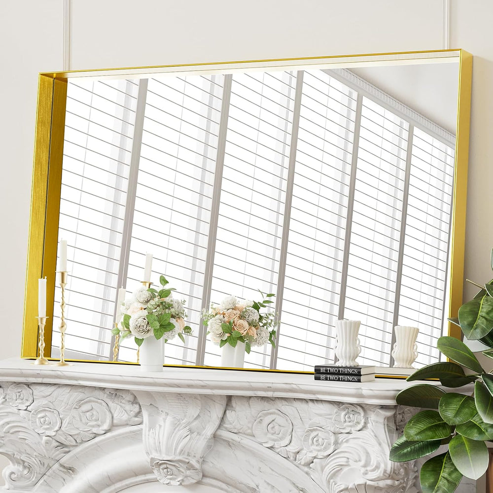 Koonmi Bathroom Wall Mirror, 47x30 Gold Mirror for Over Sink