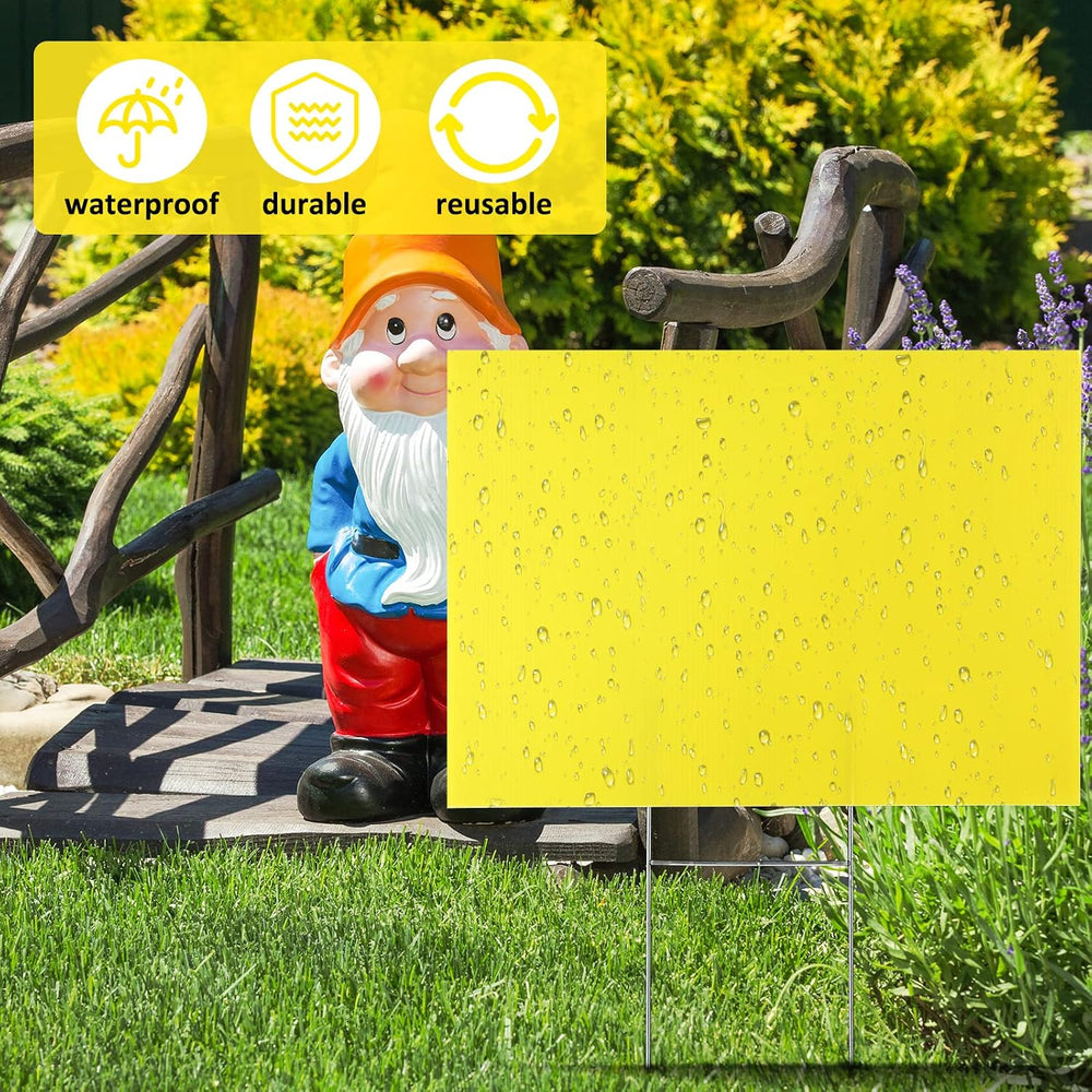 Reginary 24 Sets Blank Yard Signs with Stakes for Lawn, 12 x 18 In, Yellow