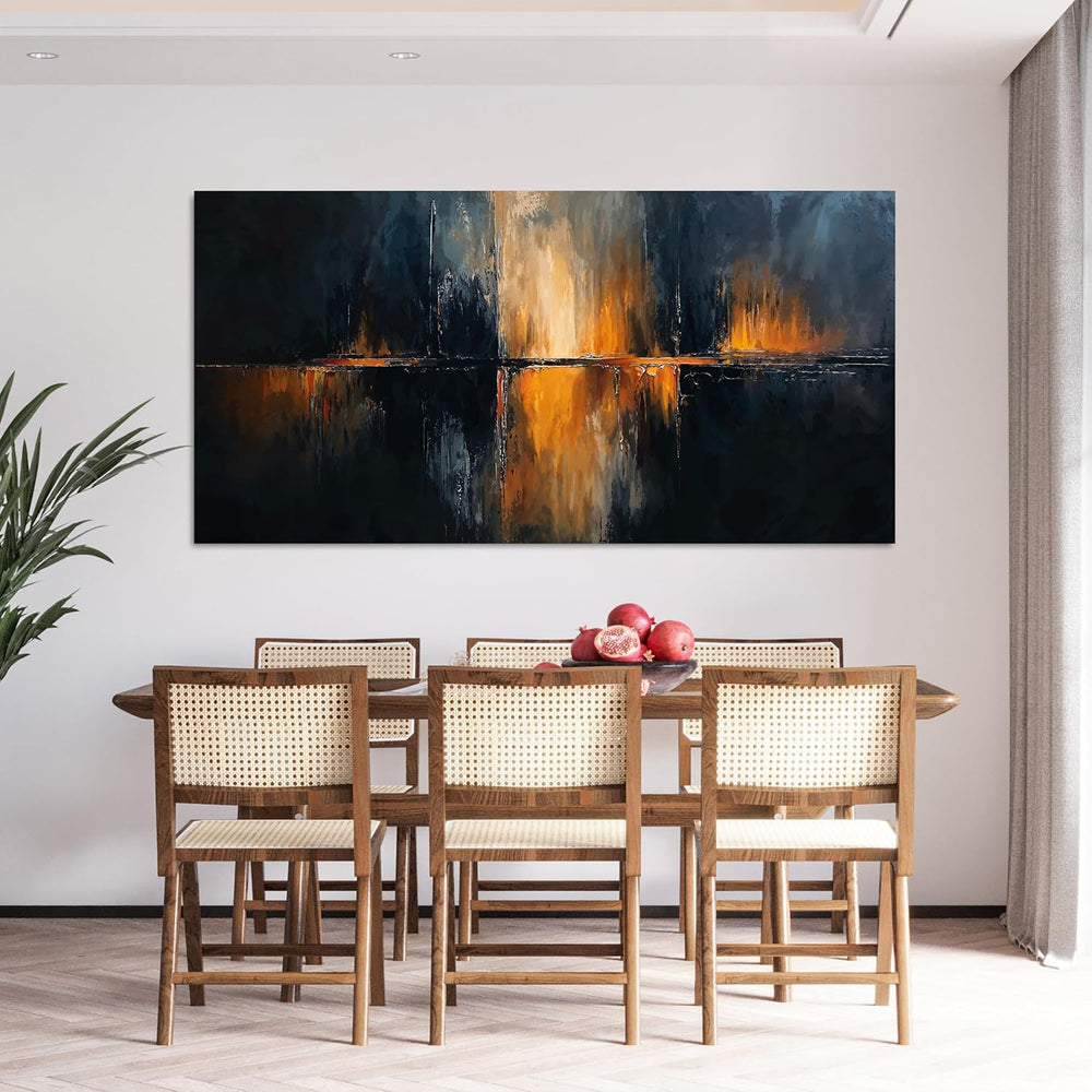 Large Modern Canvas Wall Art Decor Abstract Black Gold Wall Art 29" X 58...