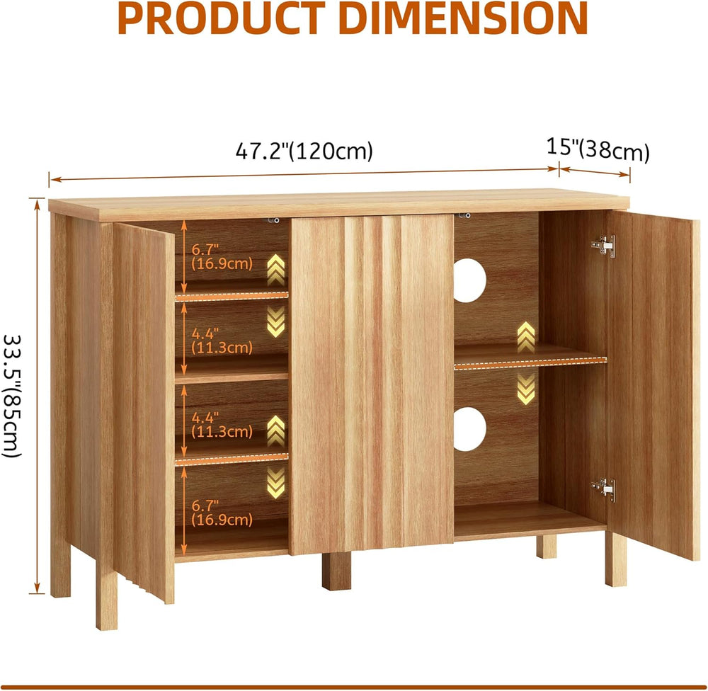 Vlsrka Shoe Storage Cabinet with 3 Doors and Adjustable Shelves