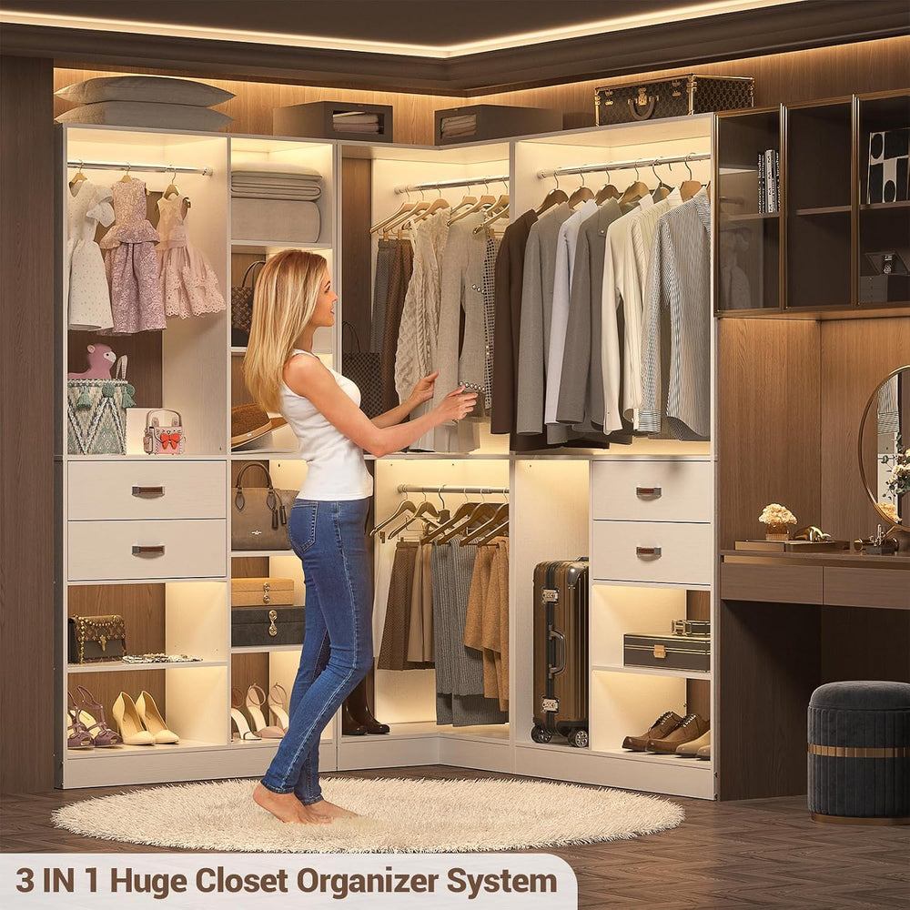 Armocity Freestanding Closet System with 3 Sets, 110'' Reversible Sta...