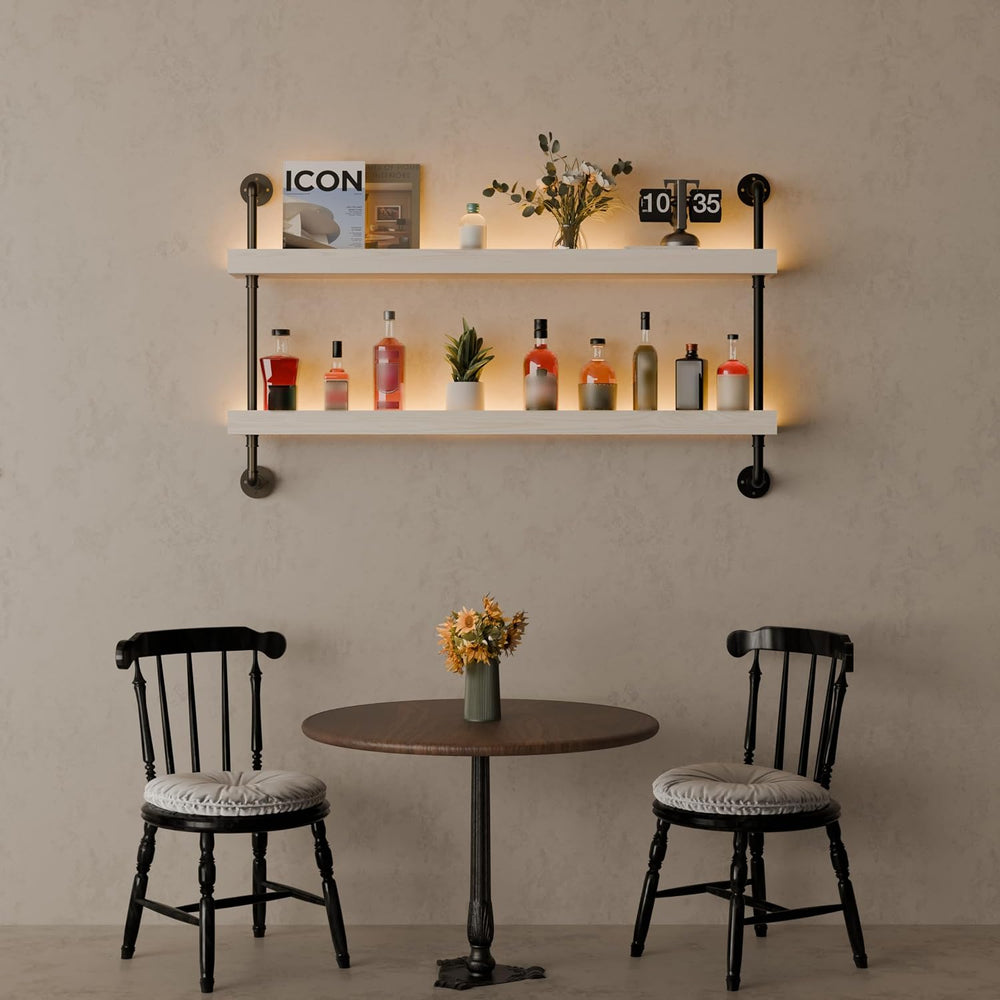 Bar Shelves, Wall Mounted Wine Rack, White, 48 Inch