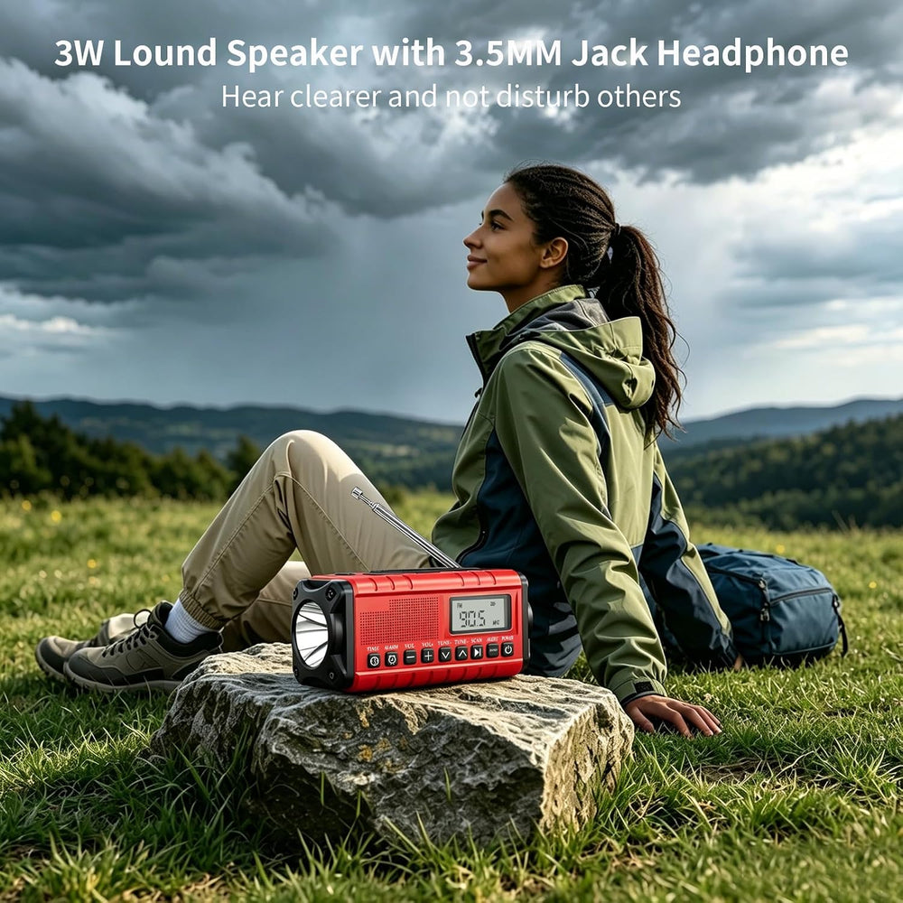 10000mAh/37000mWh Emergency Radio-Weather Radio Portable AM FM Auto Scan