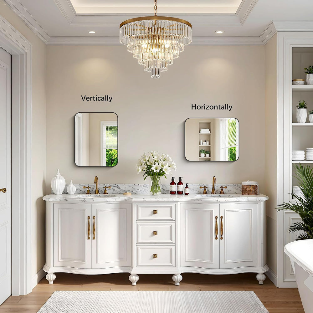 DESBING 16"x20" Bathroom Mirror for Over Sink, Black Framed Wall Mi...
