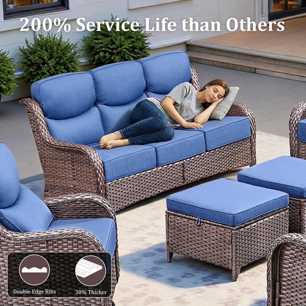 Luxury Patio Furniture Set with 42.5" Fire Pit Table, 6 Pieces High Back...