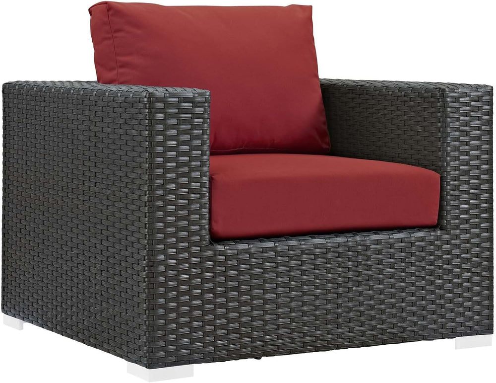 Modway EEI-1850-CHC-RED Sojourn Wicker Rattan Outdoor Patio Sunbrella Fabric,...
