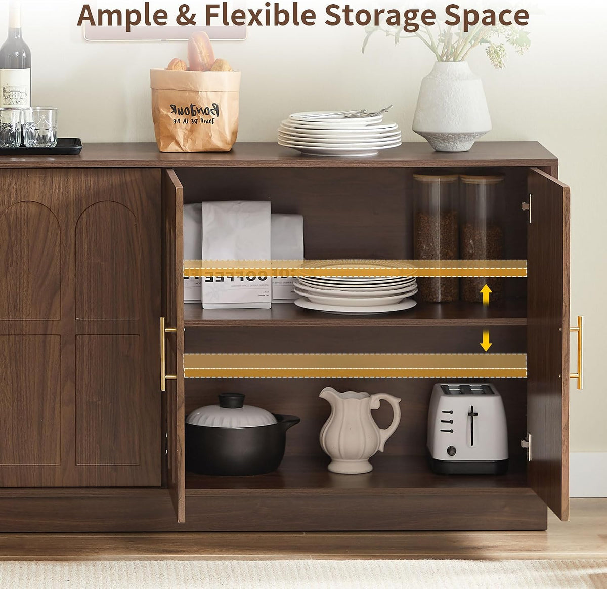 66.5" Sideboard Buffet Cabinet with Storage, Modern Credenza