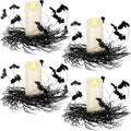 Yunlly 4 Pcs Halloween Candle Rings Wreath Black Black Twig Bat, Bat
