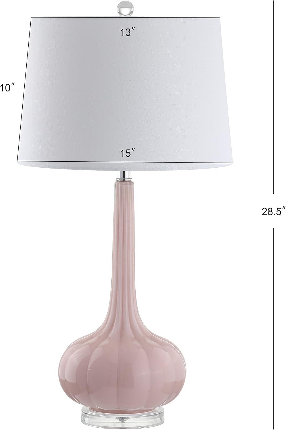 JONATHAN Y Bette Glass Teardrop Table Lamp 28.5", Pink, Set of 2