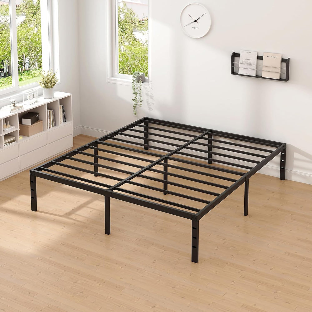 NEW JETO Metal Bed Frame,Queen Size Bed Frame with Storage Space,18 Inch