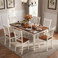POWERSTONE Dining Chairs Set of 6, Rubberwood Kitchen Chairs, White