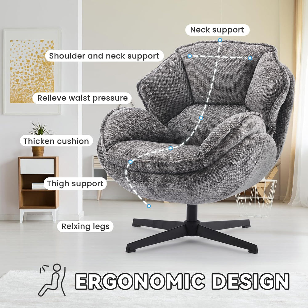IWMH Swivel Accent Chair for Living Room,Comfy Lounge Chair with Metal Legs