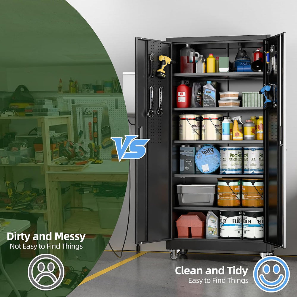 SUXXAN Wide & Deep 71"x34"Wx18 D Metal Garage Storage Cabinet B...