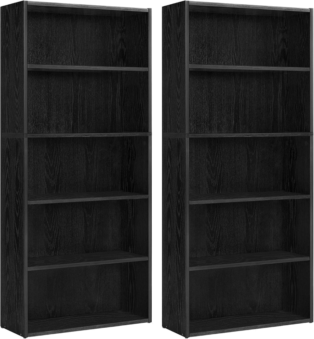 VASAGLE Set of 2 Bookshelves, 5-Tier Open Adjustable Storage Shelves