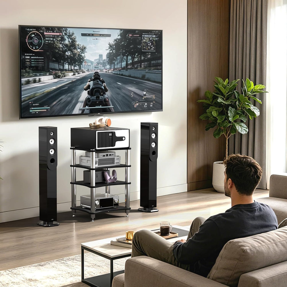 4 Tier AV Media Stand Stereo Cabinets for Audio Equipment