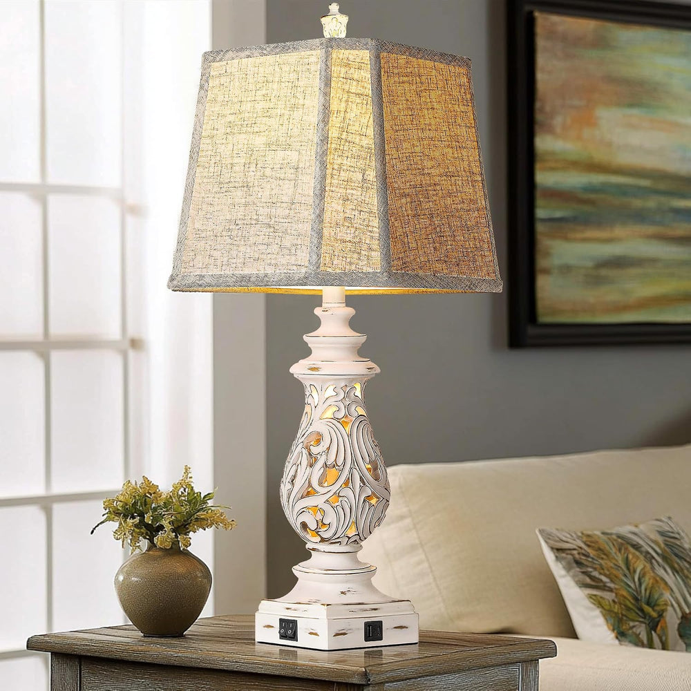 PARTPHONER 29" Table Lamps Set of 2, Bedside Lamps with USB A+C Ports &a...