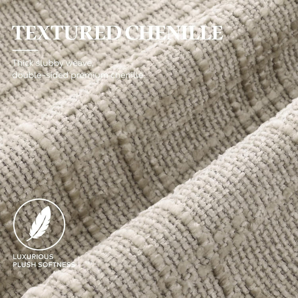 Pallene Light Brown Textured Chenille Throw Pillow Covers 24x24 Set of 2