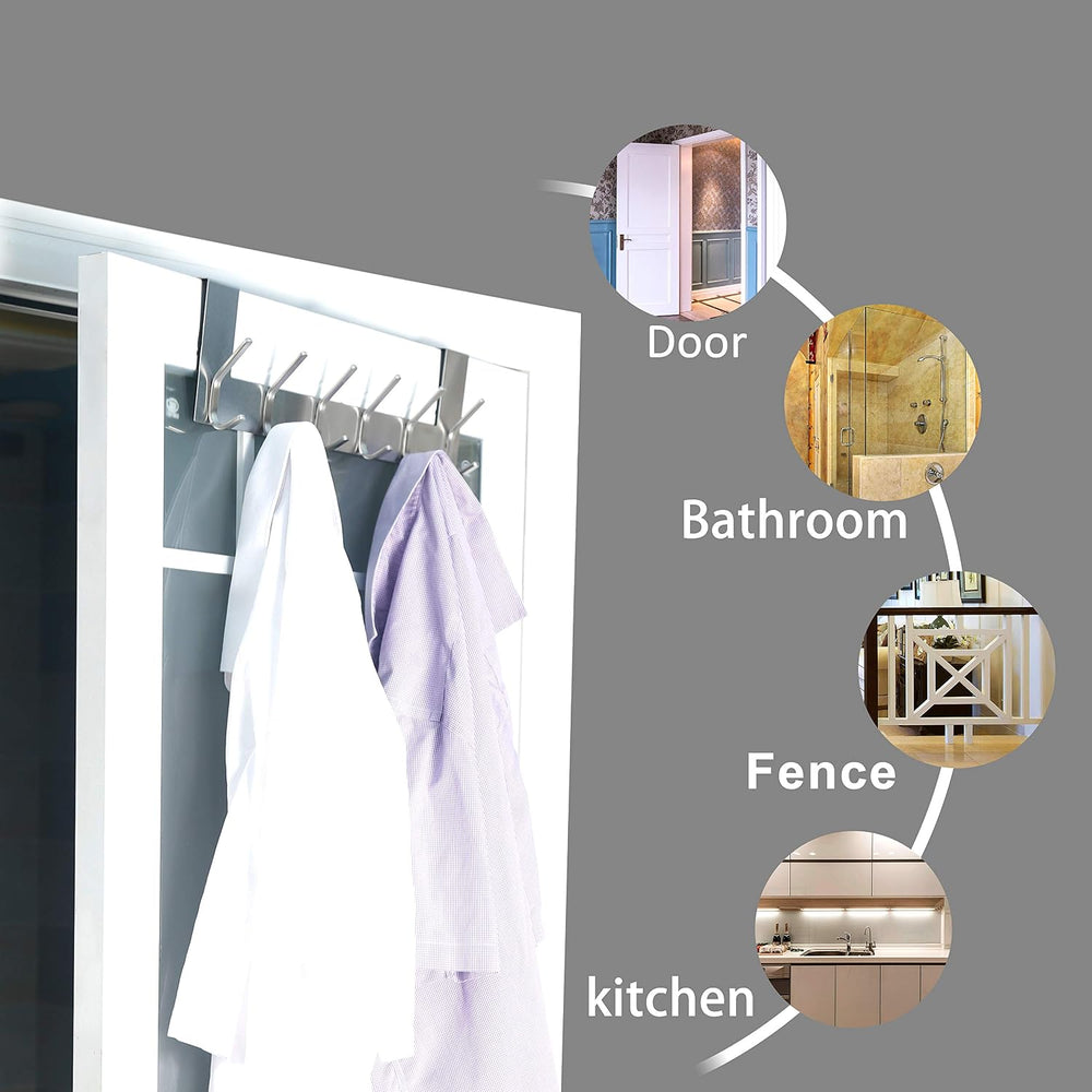 Dseap Over The Door Hook Hanger - 6 Hooks Over Door Coat Rack for Hanging Clo...