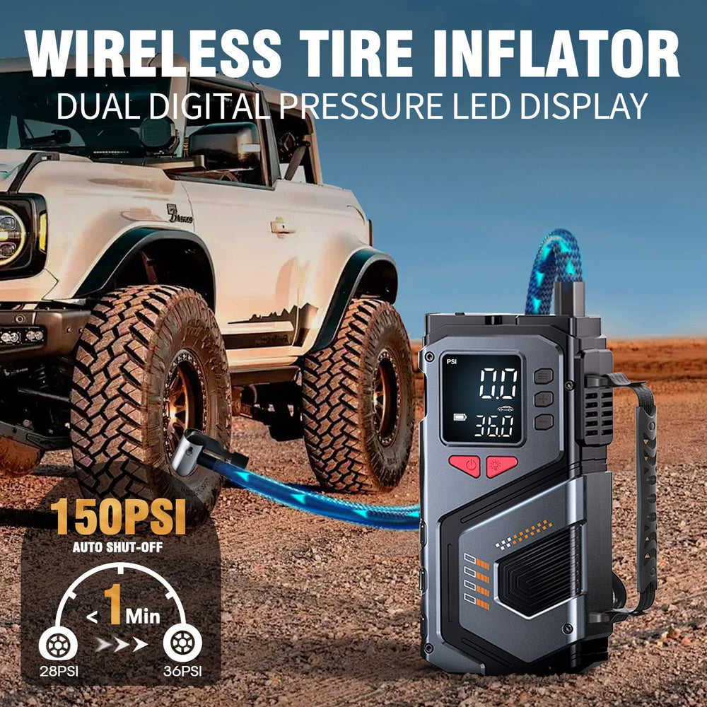 Jump Starter with Air Compressor Car Emergency Kits for Vehicles Roadside
