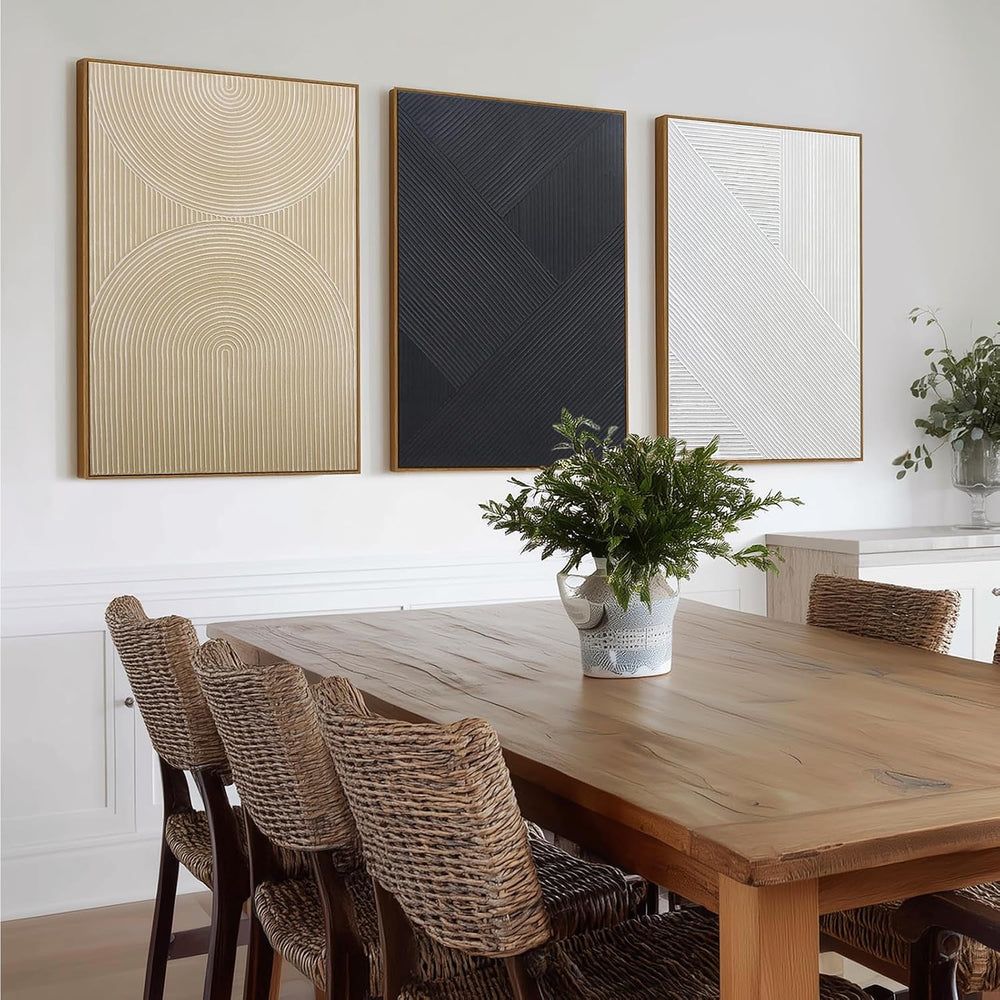 Zessonic Neutral Textured 3D Boho Abstract Hand-Painted Wall Art, 16"x24...