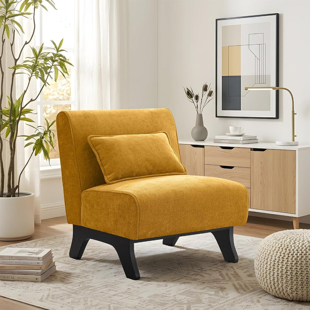 Armless Accent Chair Comfy Upholstered Modern Living Room Side Chair